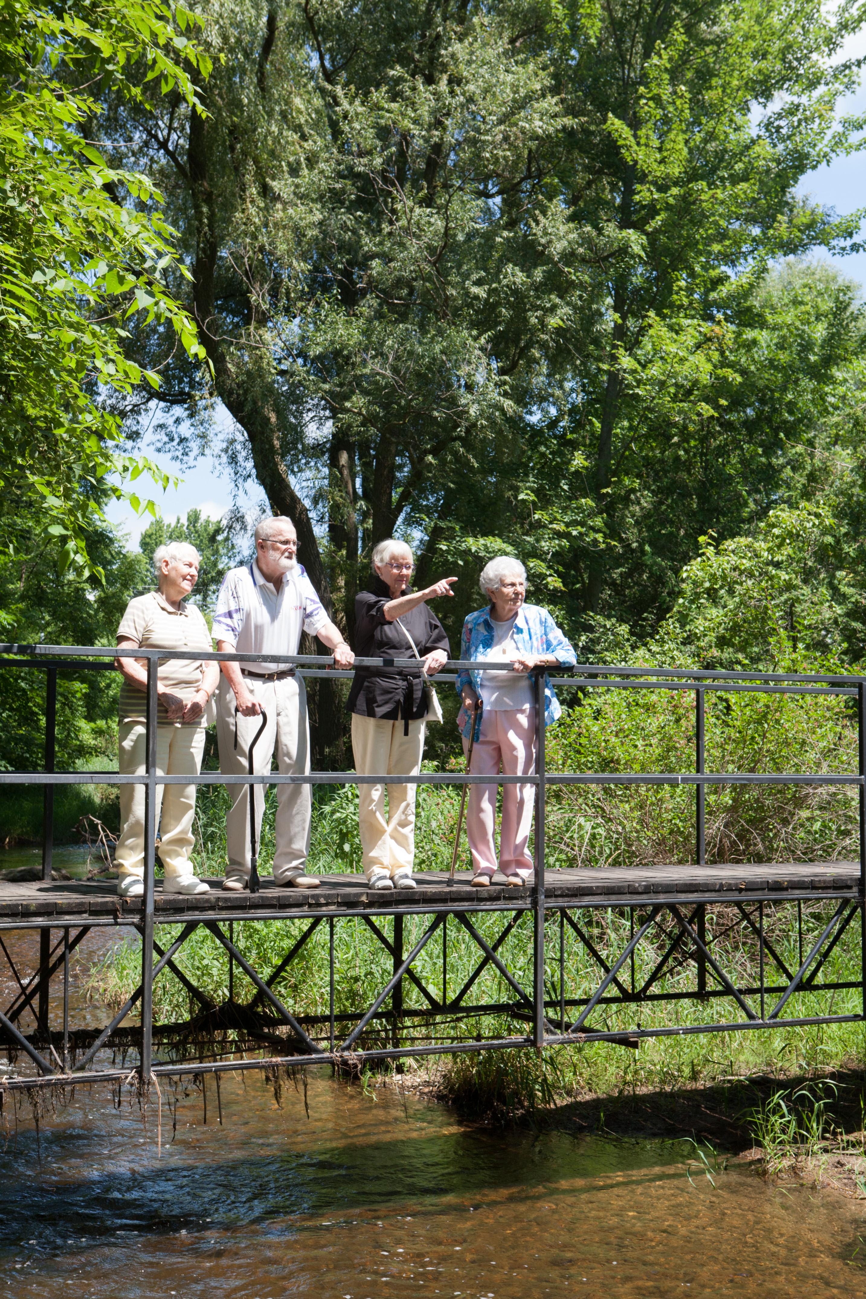 Seniors on a bridge